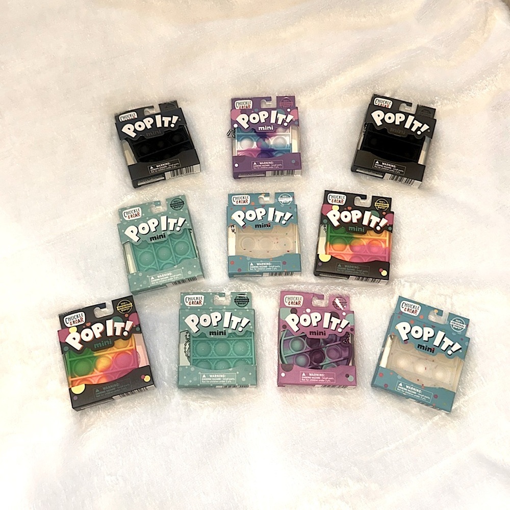 CHUCKLE & ROAR 10 PC LOT MINI PopIT POP IT Keychain Fidget sensory toy NIB NEW